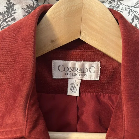 Chic Red Suede-Look Jacket – Size 8 - Picture 3 of 3